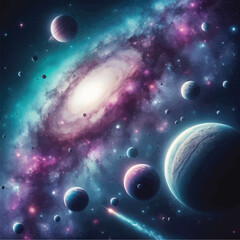 Obraz na płótnie Canvas MIlkyway with planets in space