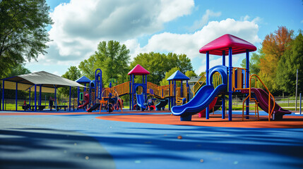 Obraz na płótnie Canvas Accessible playground for kids with special needs and disabilities. 