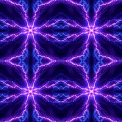 Vibrant Purple and Blue Energy Bolts Forming Intricate Patterns. Seamless Repeatable Background.