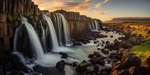 Deurstickers waterfalls sunset © Tomi adi kartika