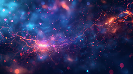 Neuronal Connections Explore the Intricacies of Artificial Intelligence in this Neural Network Background with Vibrant Neuron-Like Nodes.