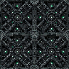 Fototapeta premium Interstellar Grid Structure on Mothership Hull. Seamless Repeatable Background