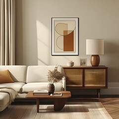 Living Room Design with abstract wall hanging