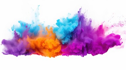 Colored powder explosions on a white background