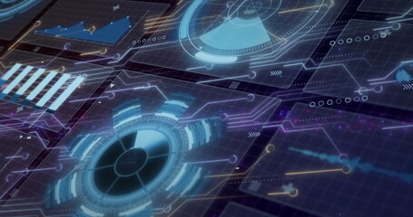 Image of data processing over black background