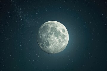 Obraz na płótnie Canvas The moon in the starry sky close-up. Hyper-realistic photo.