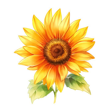 beautiful watercolour of sunflower isolated background