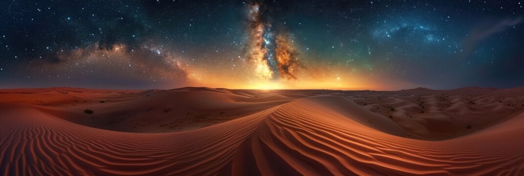 Starry night sky over the desert. High detail. Hyper-realistic photo.