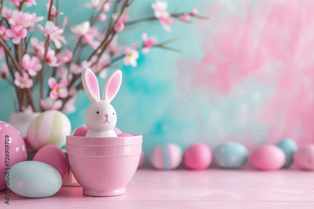 Wall mural easter bunny and eggs