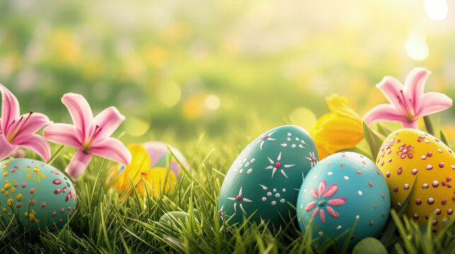 easter eggs in grass