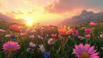 Fototapeta premium sunrise in the mountains