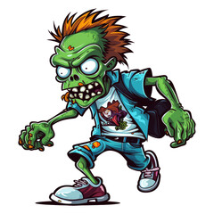 Fototapeta premium Undead Zombie cartoon monster. Walking Dead Halloween Cartoon Illustration