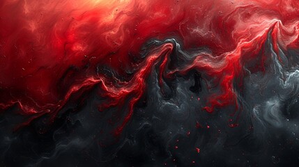 Abstrakte Schmelze: Rot durchzogen im dunklen Grund