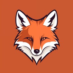 Obraz premium Flat Lineart Illustration of Fox Head Isolated on Brown Background. Generative AI