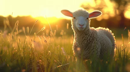 Tuinposter sheep on a meadow © Kuzmin