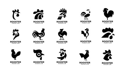 Rooster silhouette icon Vector illustration on white background. template