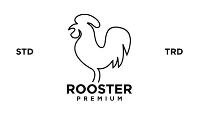 Fototapeta na wymiar rooster line outline monoline logo vector icon illustration