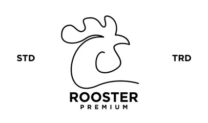 rooster line outline monoline logo vector icon illustration