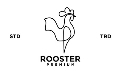 rooster line outline monoline logo vector icon illustration
