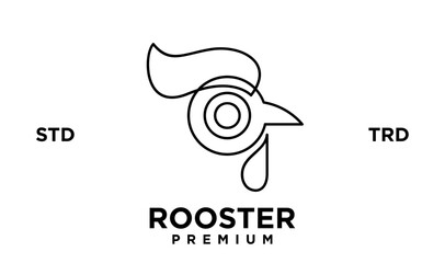 rooster line outline monoline logo vector icon illustration