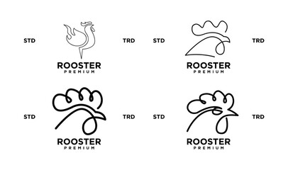rooster line outline monoline logo vector icon illustration