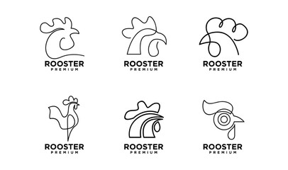 rooster line outline monoline logo vector icon illustration