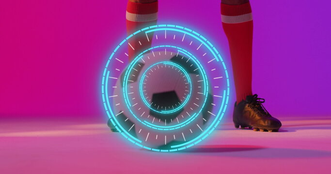 Image of soccer player over scope scanning