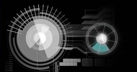 Obraz premium Image of scopes scanning and data processing over digital screen