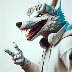 white humanoid wolf showing teeth