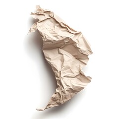 Crumpled beige paper with dynamic motion effect on white background, creative abstraction. minimalist artistic still life. AI