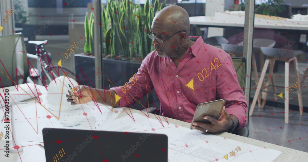 Canvas Prints Image of data processing over african american businessman working in office