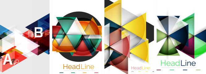 Set of triangle pattern poster backgrounds. Vector illustration For Wallpaper, Banner, Background, Card, Book Illustration, landing page