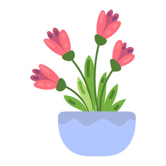 Flowers and Plant pots. illustration vector