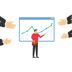 Clapping hand compliment for the great businessman, Vector illustration design concept in flat style

