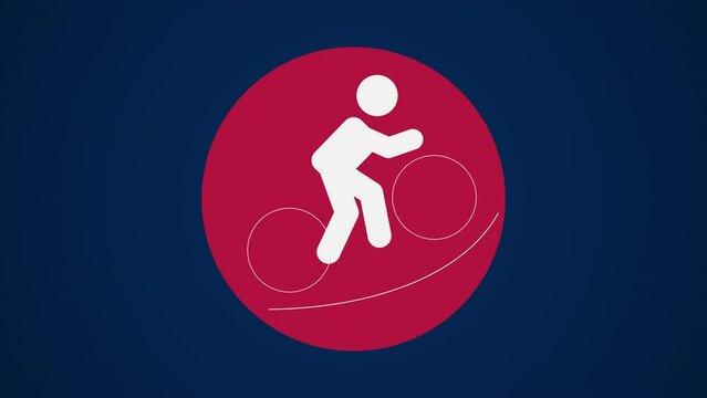 Pictograma de los Juegos Ol&iacute;mpicos en el centro con el deporte ciclismo BMX racing en fondo azul. 