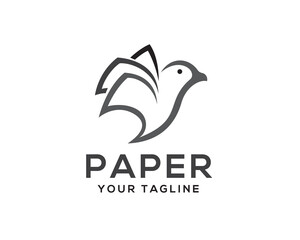 paper bird fly line art logo icon symbol design template illustration inspiration