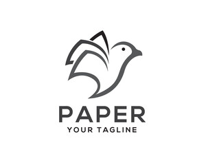 Fototapeta premium paper bird fly line art logo icon symbol design template illustration inspiration