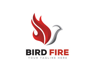 simple elegant fire bird logo icon symbol design template illustration inspiration