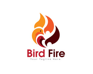 abstract two fire bird logo icon symbol design template illustration inspiration