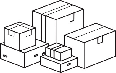 Delivery Box with standard package vector icons. 