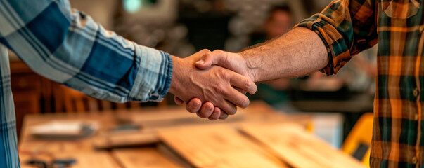 We can do this together. Shot of two unrecognisable men shaking hands outdoors. AI generated.