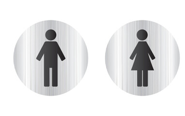 Toilet signs on metal plates, vector