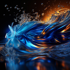 Obraz premium Abstract Blue Wave Technology mobile, web banner. Global cyber network curves concept, blue lines connectivity design for wireless WIFI connection technology or mobile news design by Vita