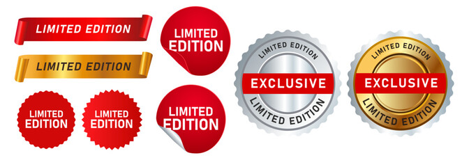 limited edition seal emblem red gild silver label sticker sign offer quality advertising market - obrazy, fototapety, plakaty