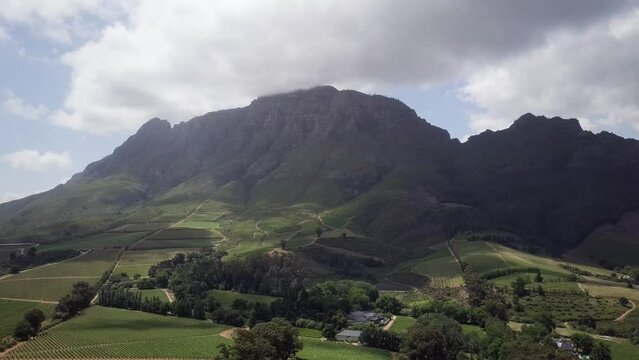 Constantia, Cape Town, South Africa - A Sight of Lush Landscapes and Towering Mountains - Aerial Drone Shot