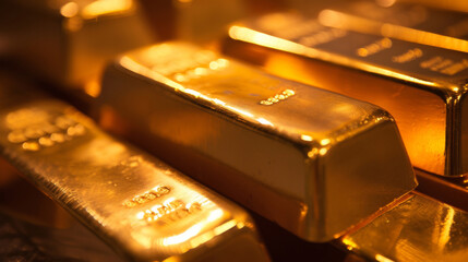 Gold bars on black background. Financial and investment concept