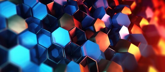 hexagon abstract 3d illustration, Futuristic background