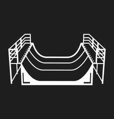 Abstract art skateboard ramp rendered black and white