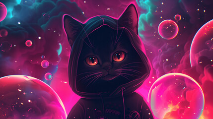 Purrsonality Plus Unleash the Playful Charm of a Cartoonish Cat Character in a Cute Hoodie.