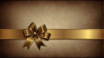 Brown background paper vintage grunge grainy texture with gold ribbon stripe from Generative AI